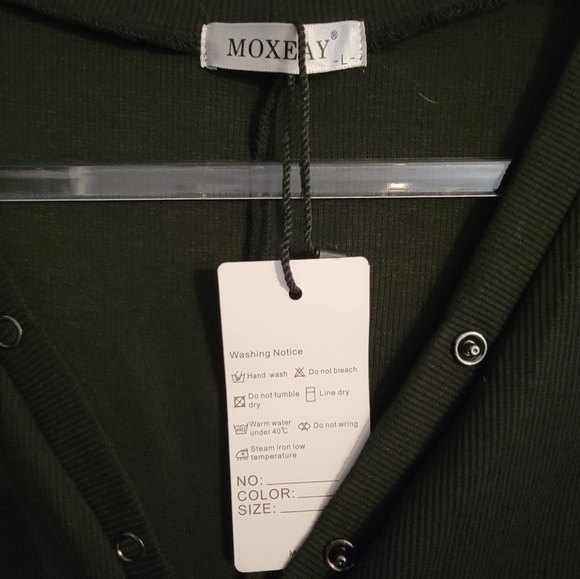 Monday V- neck one piece body suit long sleeve ribbed knit - Picture 3 of 3